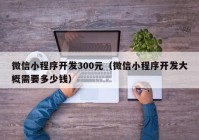 微信小程序開發(fā)300元（微信小程序開發(fā)大概需要多少錢）