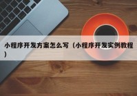 小程序開發(fā)方案怎么寫（小程序開發(fā)實(shí)例教程）