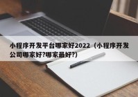 小程序開發(fā)平臺(tái)哪家好2022（小程序開發(fā)公司哪家好?哪家最好?）