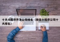 十大小程序開發(fā)公司排名（微信小程序公司十大排名）