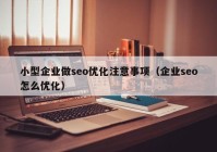 小型企業(yè)做seo優(yōu)化注意事項（企業(yè)seo怎么優(yōu)化）